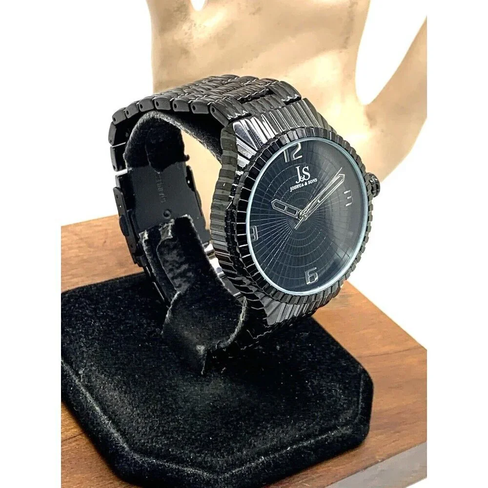 Joshua & Sons Men's Watch JS99BK Quartz Black Dial Stainless Steel 44mm